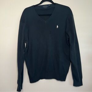 Polo Ralph‎ Lauren Pima Cotton V-Neck Sweater Men’s L Navy Blue Pullover
